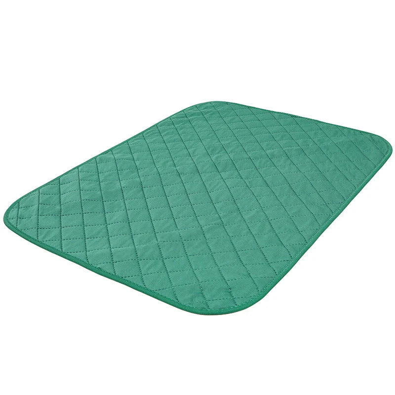 Natural Bamboo Fiber Pet Training Pad in green and beige, sizes S, M, L