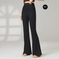 Women's solid colour polyester dance training trousers for classical and sports practice.