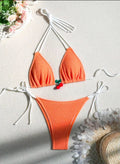 Solid colour backless bikini swimsuit in high elasticity nylon fabric for swimming