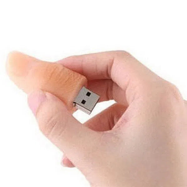 Silicone finger USB 2.0 flash drive in black with compact shape