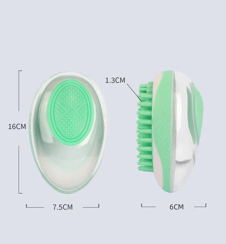 2-in-1 Pet Grooming Brush with Soft Silicone Bristles for Bathing and Massage