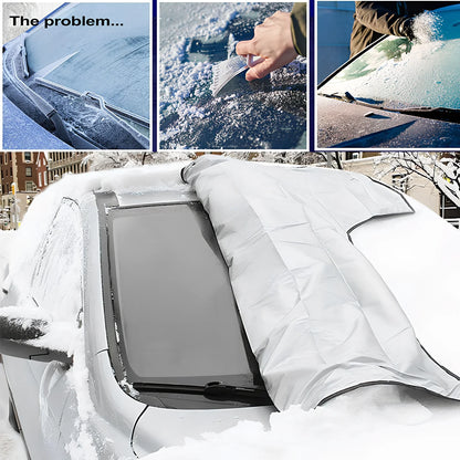 Car front snow cover with magnetic strips on silver Oxford cloth for winter protection