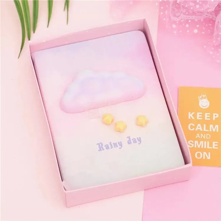 Cloud bubble light notebook with imitation leather cover, wireless binding, 12x17 cm, Love colour option