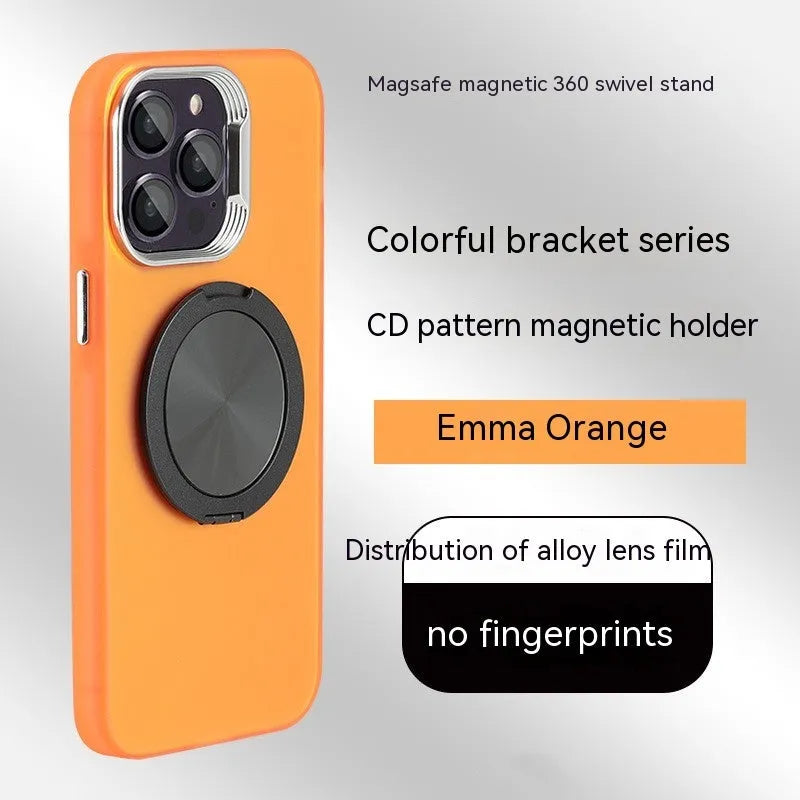 Apple compatible colorful 360 rotary magnetic adhesive bracket phone case with invisible stand for iPhone, graphite black