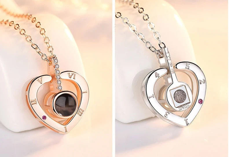 Subloom Heart 100 I Love You sterling silver necklace with heart shape and unique engraving