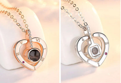 Subloom Heart 100 I Love You sterling silver necklace with heart shape and unique engraving