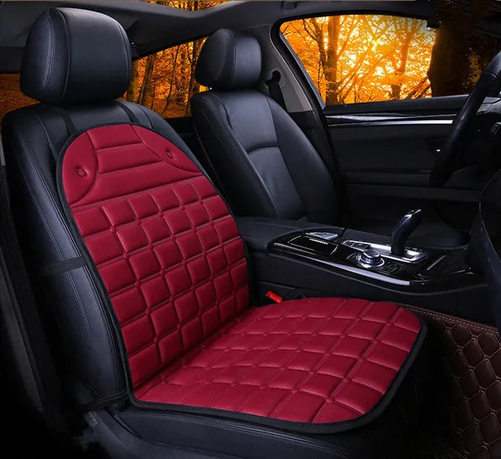 12V car heated seat cushion in black, size 55x46x48cm, with power line and fuse