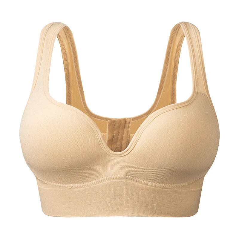 Back Button Up Bra With Wide White Straps for sports and leisure activities