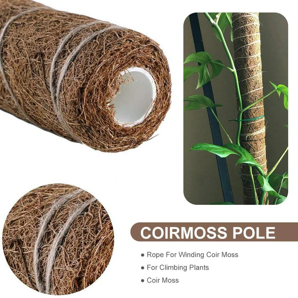 Natural coconut moss fiber totem pole for climbing plants with wooden pole and PVC connector