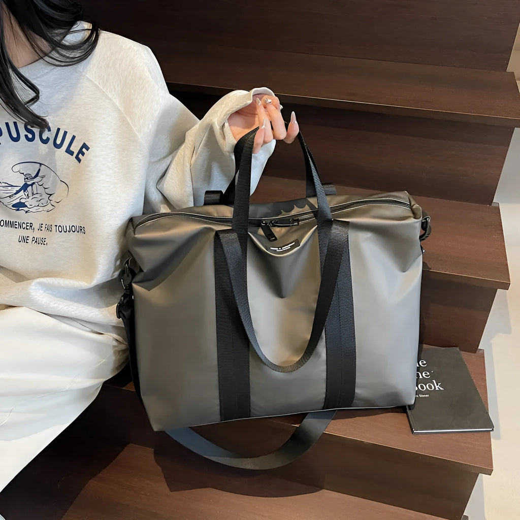 Lightweight Oxford cloth tote bag in black, grey or champagne with 20-35L capacity