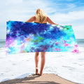 Microfiber square beach towel in tie-dye colour 150x75cm polyester