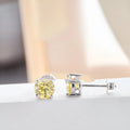 1CTX2 lemon yellow moissanite round stud earrings in silver setting