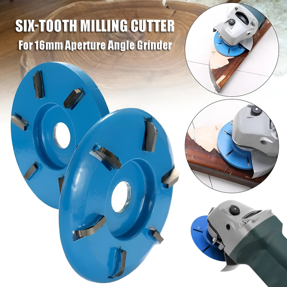 Meterk six-tooth wood carving disc for 16mm angle grinder, 90mm diameter, arc tooth profile