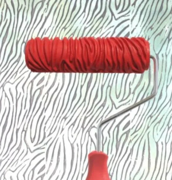 Red rubber texture paint embossing roller for creating patterned wall effects