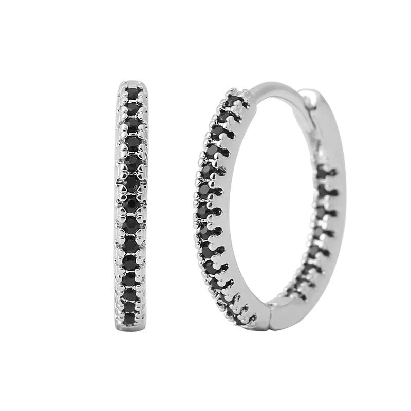 Circle female earrings with multicolor zircon stones in gold and silver plating