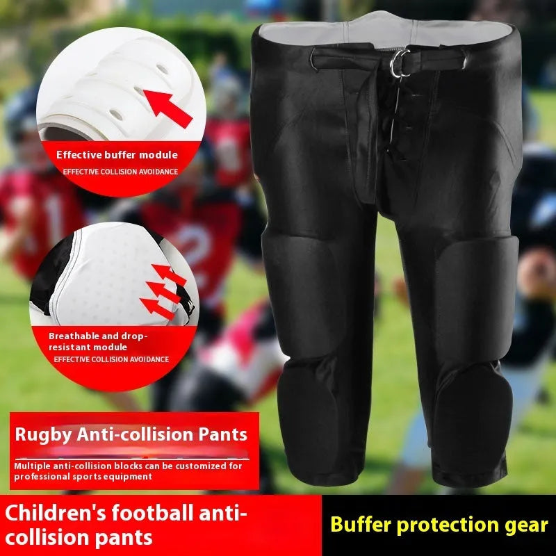 Anti-collision rugby pants men's hockey protective training pant Lycra fabric adult black