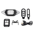 USB rechargeable bicycle turn signal LED light black with remote control mounted on handlebars