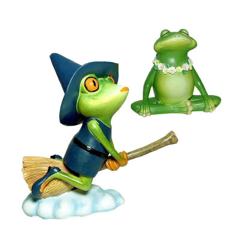 Magic Yoga Frog ornament in RDW123 colour, a European-style plastic and resin micro landscape decoration.