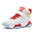 Boys artificial leather running shoes in white and red colourway, sizes 27-37 for elementary school