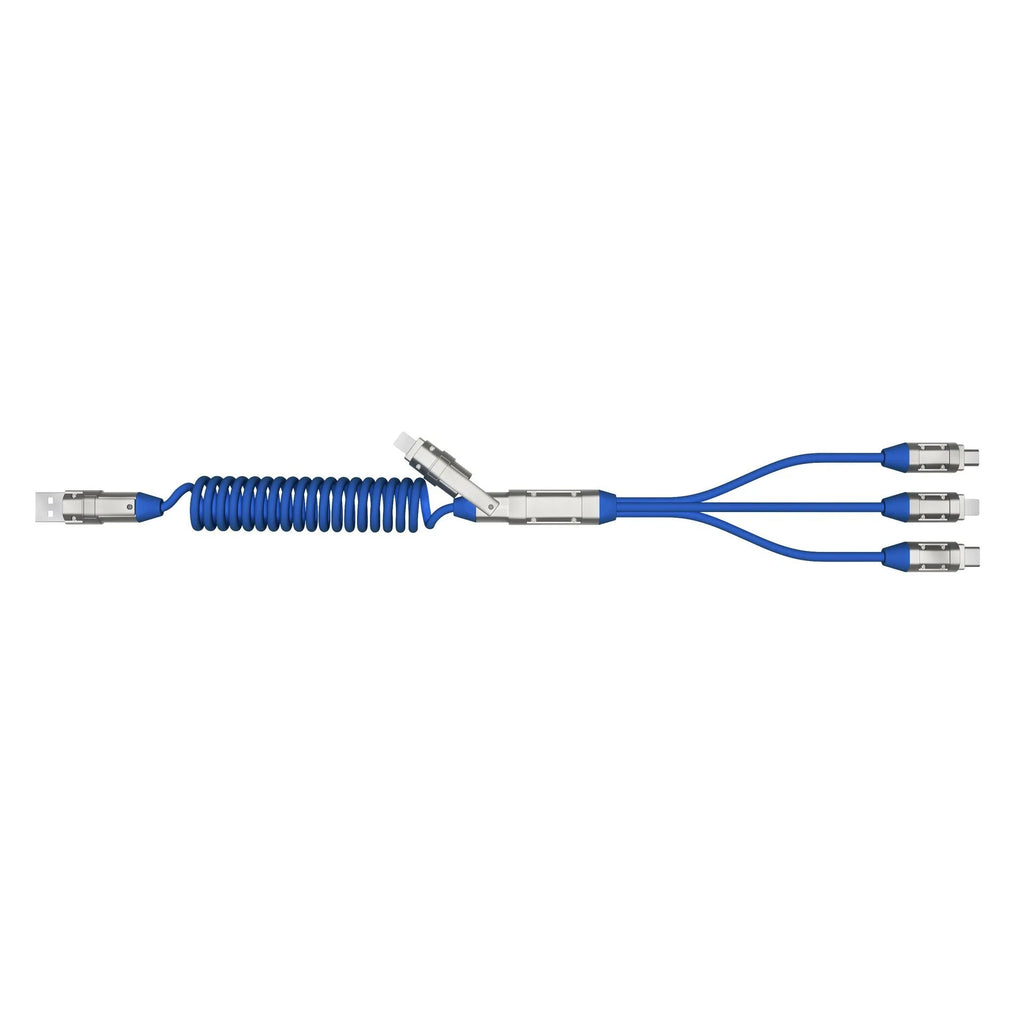 240W spring telescopic fast charge data cable, 1 metre, aluminium alloy, micro usb type c, black