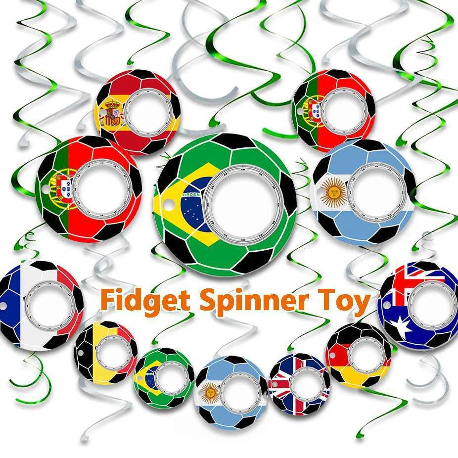 Football World Cup themed fidget spinner keychain with bottle opener for stress relief