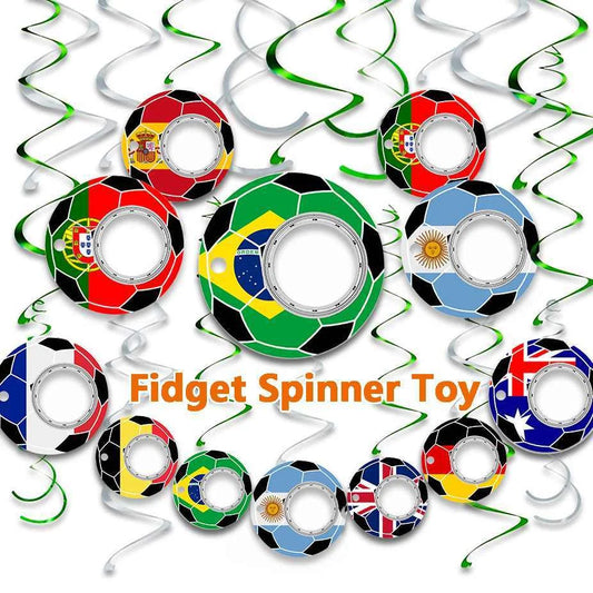Football World Cup themed fidget spinner keychain with bottle opener for stress relief