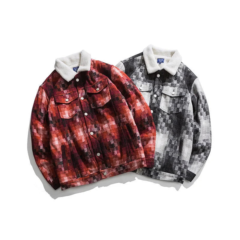 Mosaic wool lamb polyester fibre top in black and red, sizes M to XXL