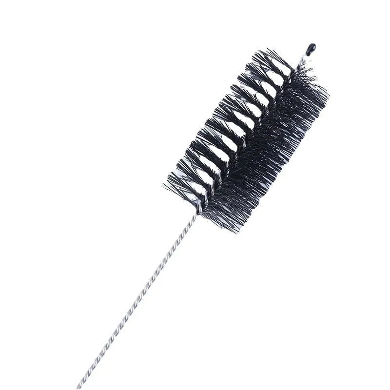 Set of nylon straw cleaning brushes with stainless steel handles in black and white colours