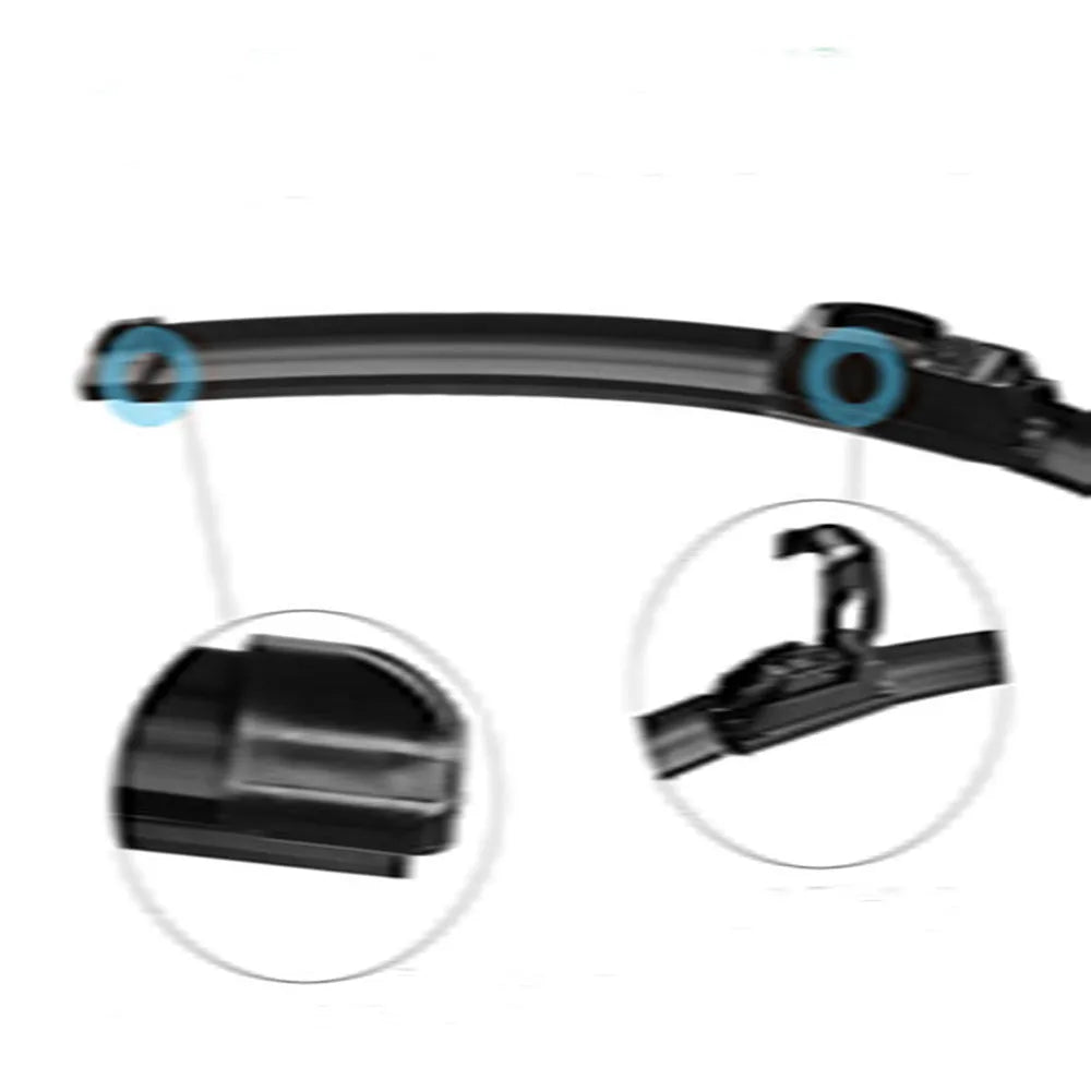 Universal boneless car wiper blade CLL78 in black on windscreen