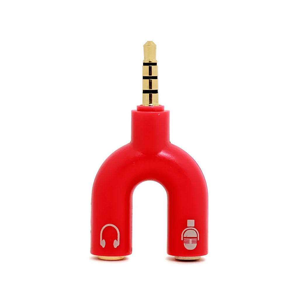3.5mm headphone splitter adapter in six colours with gold-plated connections