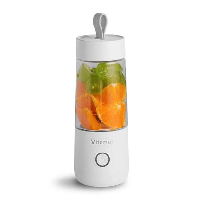 Powerful and portable USB rechargeable blender with stainless steel blades, Tritan pitcher, and compact design for making on-the-go smoothies and juices