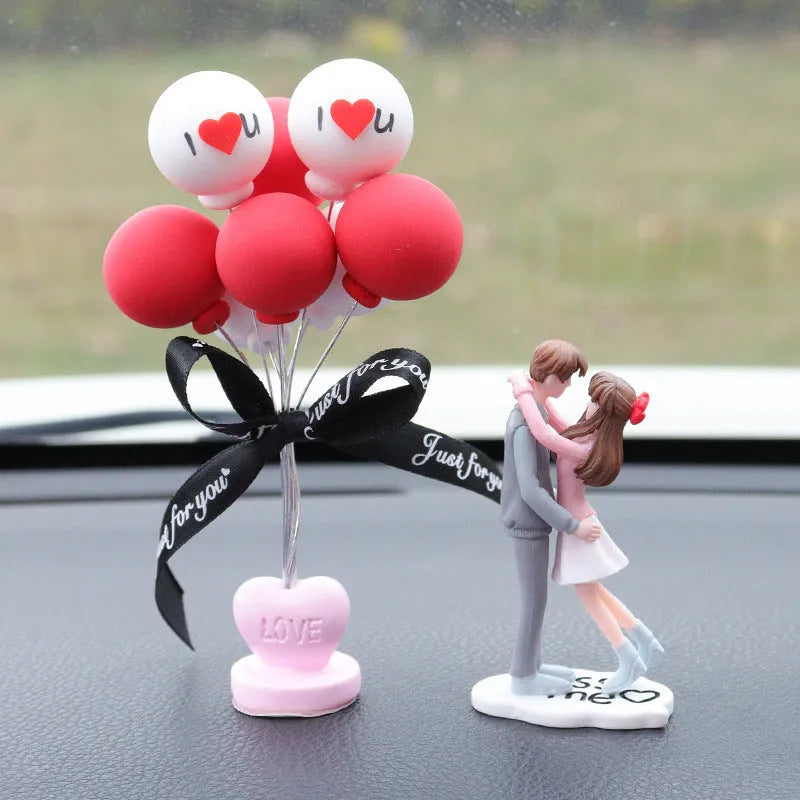 Resin cute couple car dashboard ornament in Blue A Pair Lovers Sweet design on a car dashboard