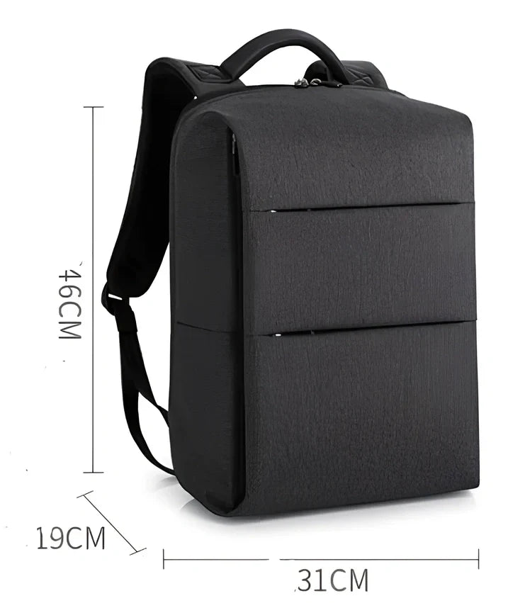 Black business anti-theft computer bag with 20-35L capacity and internal laptop pocket