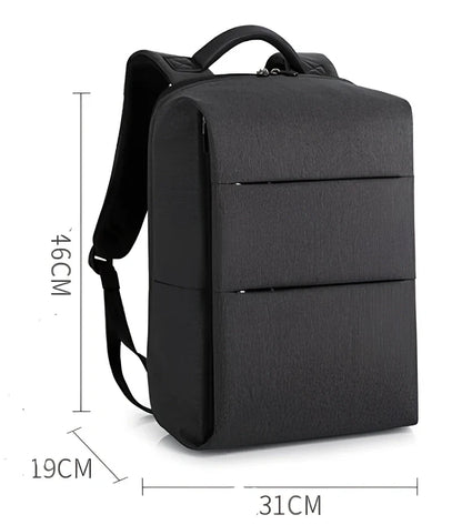 Black business anti-theft computer bag with 20-35L capacity and internal laptop pocket