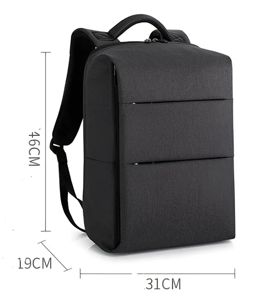 Black business anti-theft computer bag with 20-35L capacity and internal laptop pocket