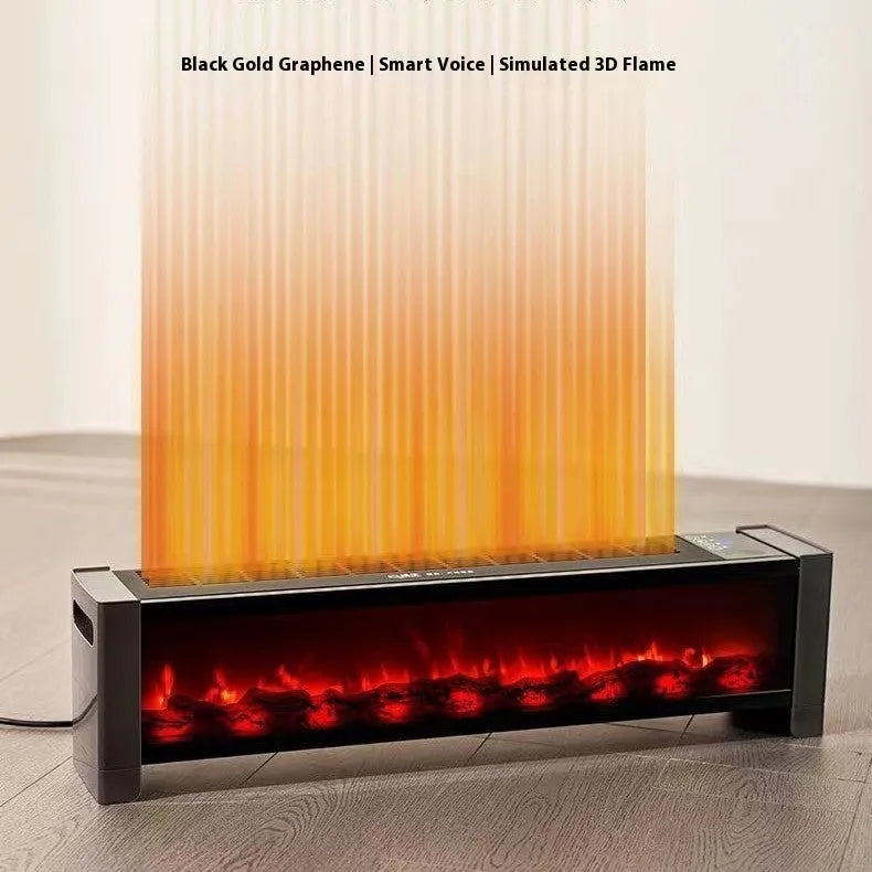 3D simulation flame skirting line heater with voice control, 2000W, 870mm by 195mm by 265mm