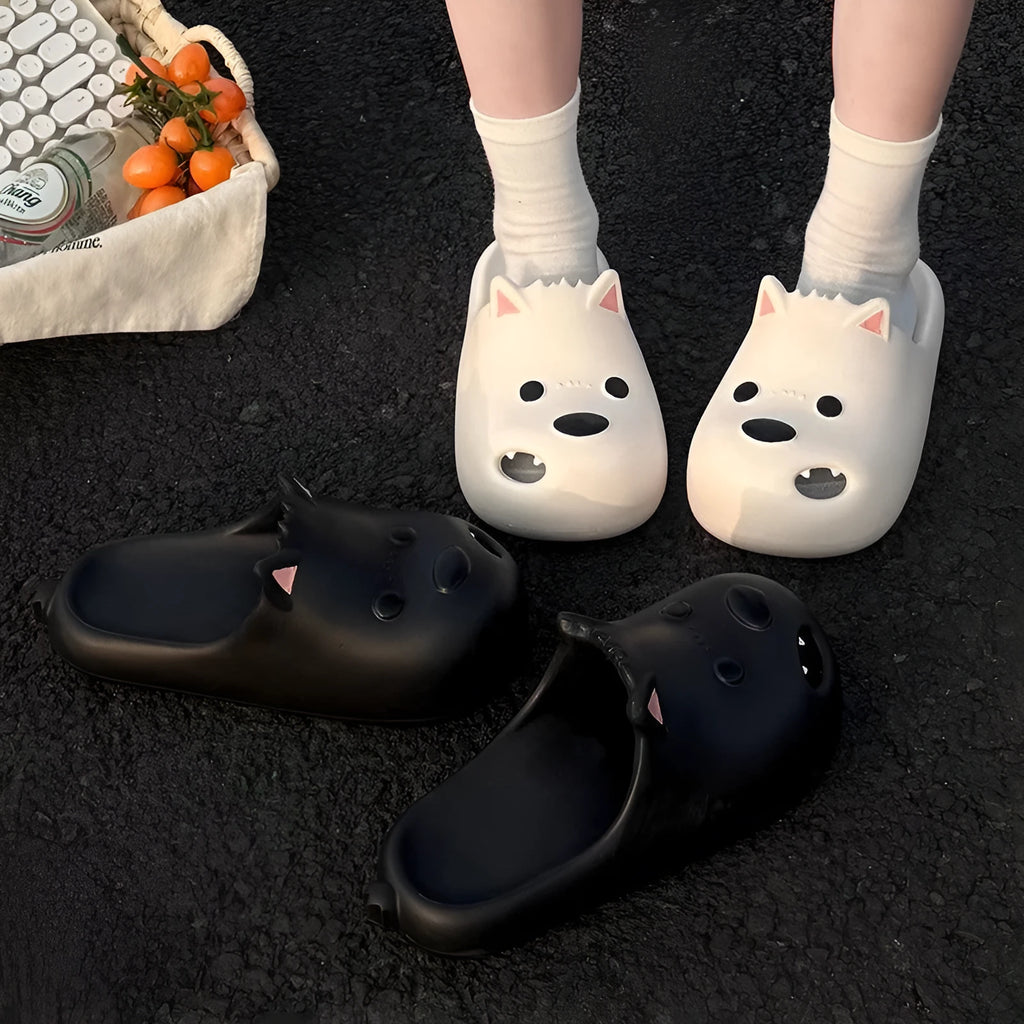 White women's EVA toe cap slipper sandals on a plain background.