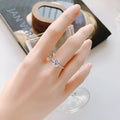 Moissanite ring female S925 sterling silver four-claw micro-inlaid 14mm D-E colour white gold style