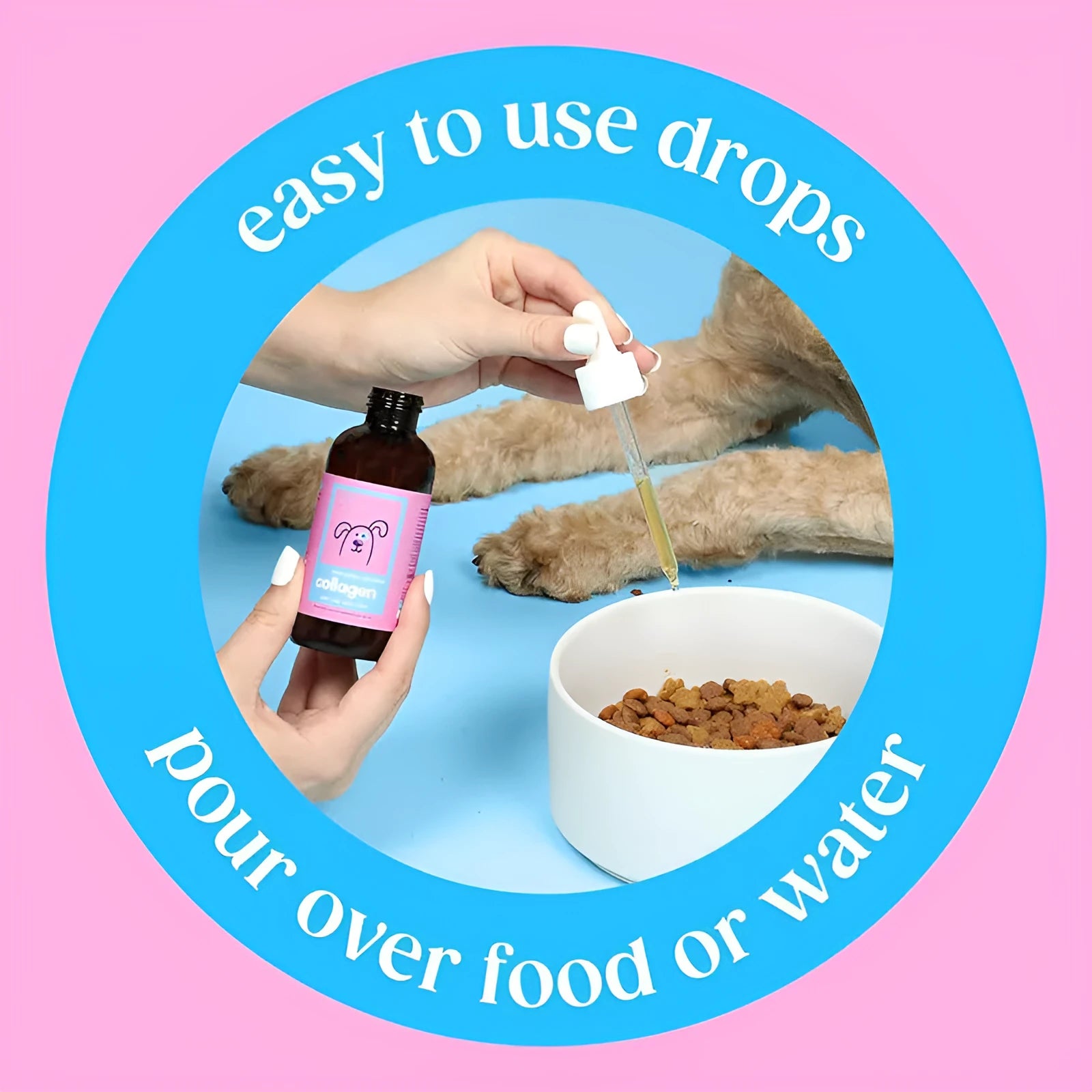 500ml bottle of Pet Collagen Drops with hydrolysed collagen for dogs and cats