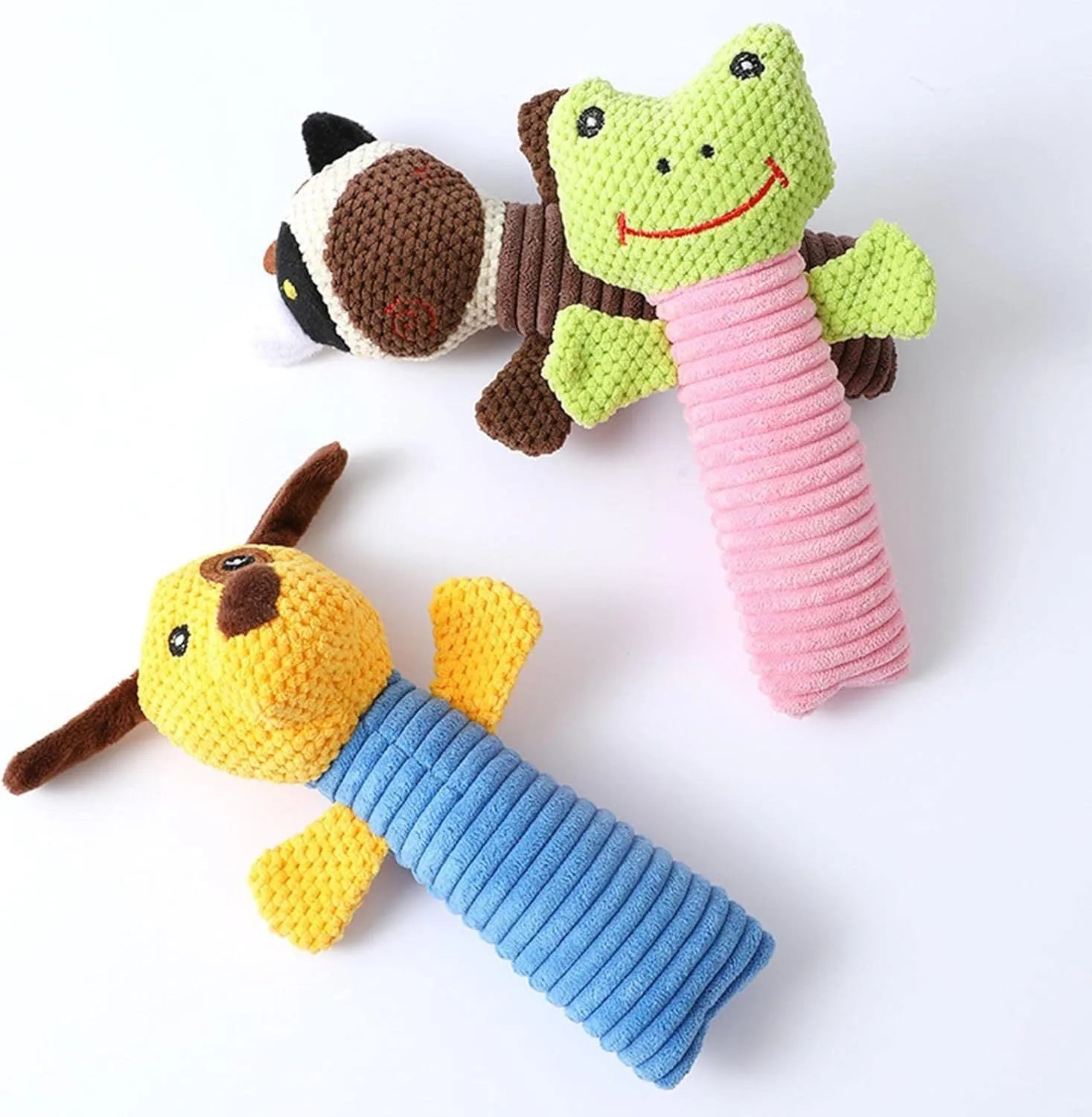 19cm squeaky stuffed animal dog chew toy in animal shapes with soft cleaning texture