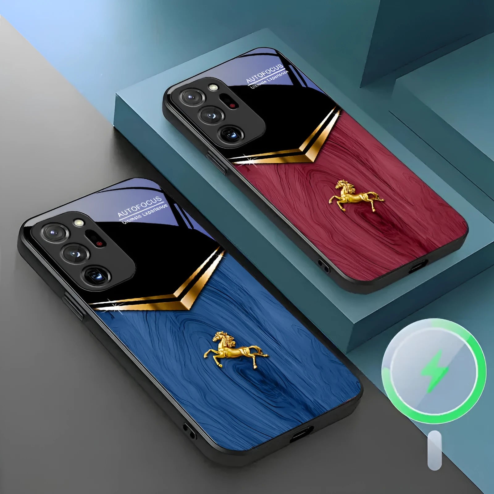 Metal phone case for Samsung with magnetic element, sprayed finish, in black colour