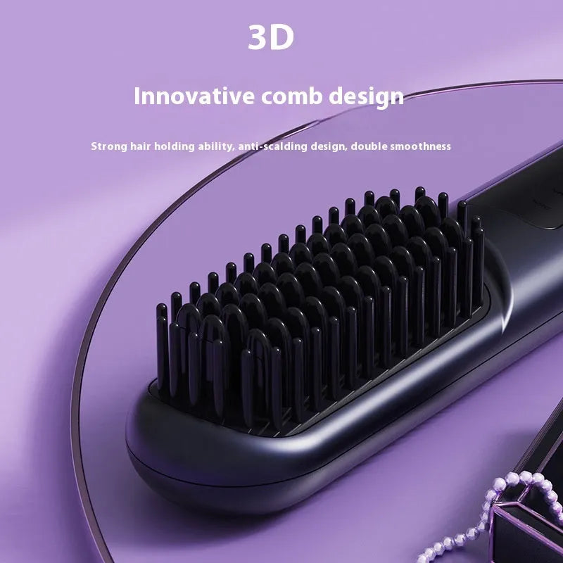 Portable charging negative ion straight hair comb in ABS plastic