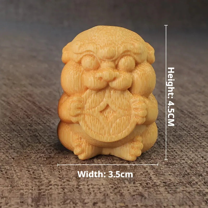 Solid bamboo carving ornament with money-free design measuring 4.5cm height