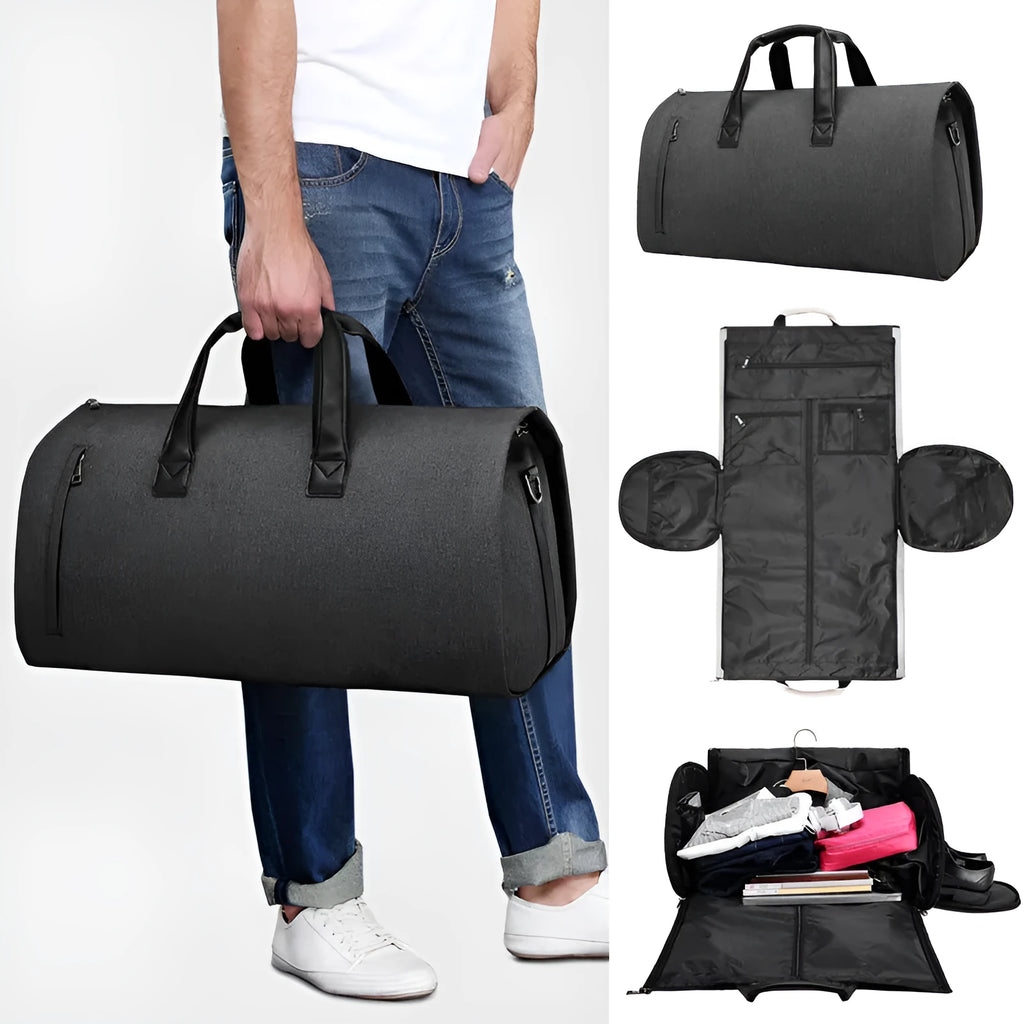Medium oval travel bag with wet/dry compartments and multiple internal pockets in Oxford cloth