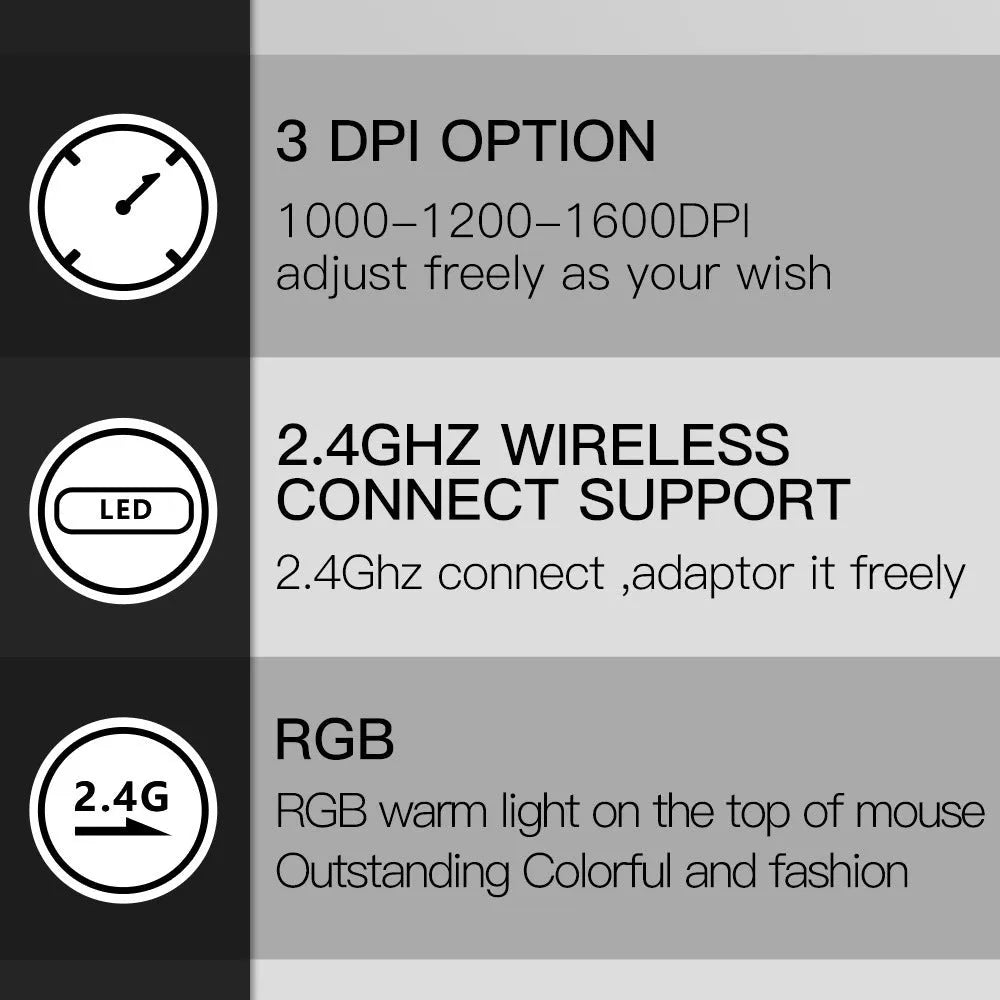 Colorful M618C RGB vertical ergonomic wireless hand-held straight mouse in black with 2.4Ghz and adjustable DPI