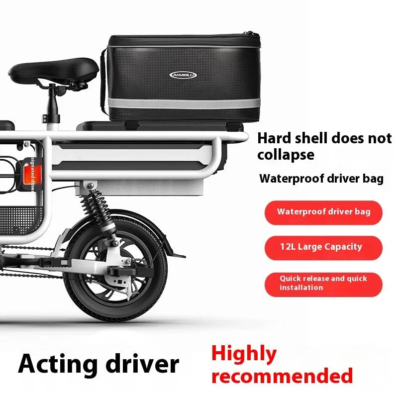 7012 black PU leather backseat car storage bag with 12 litre capacity for bicycle equipment