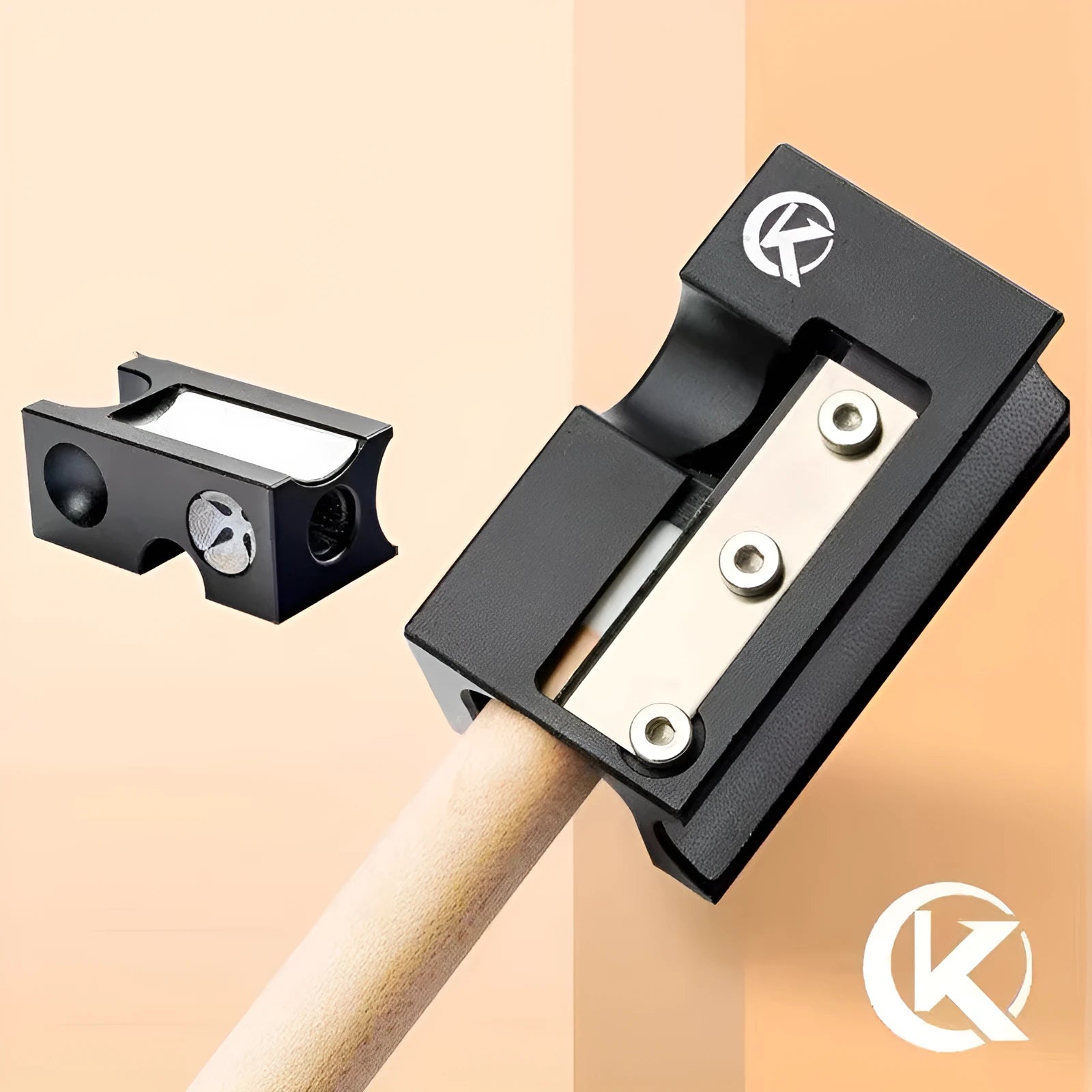 Black all-metal billiard cue leather head repair device for tip maintenance