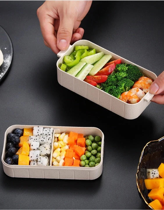 Eco-friendly wheat straw microwave lunch box with flexible lock seal