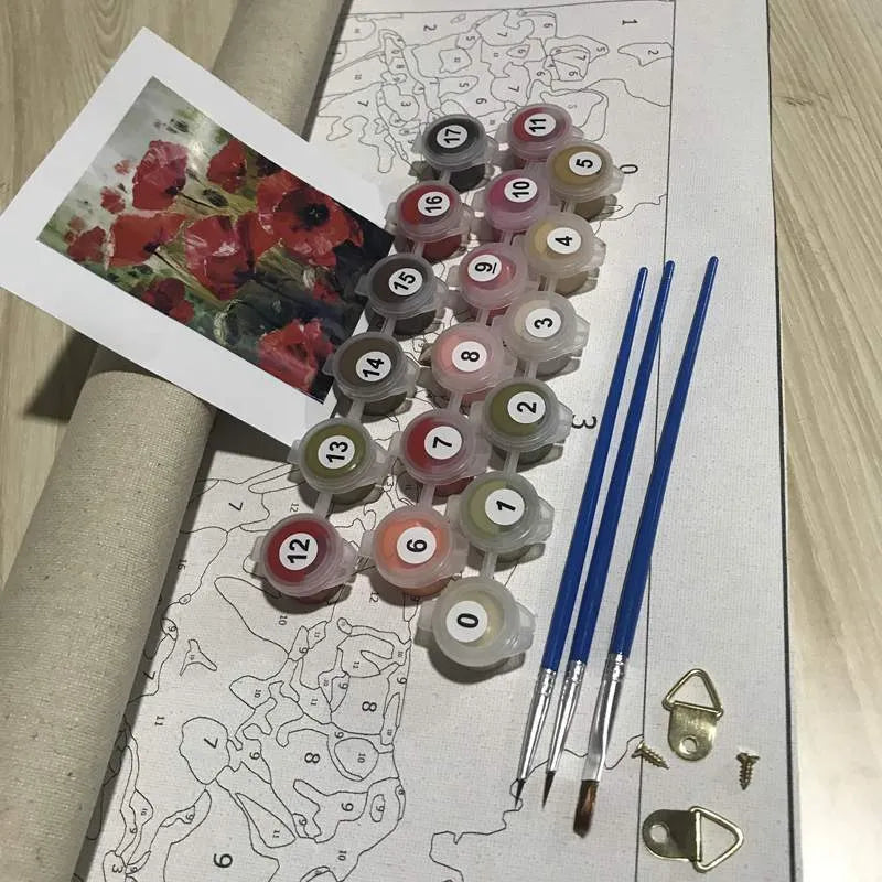 40x50cm DIY digital painting canvas kit with pre-printed body artwork, brushes, and hooks