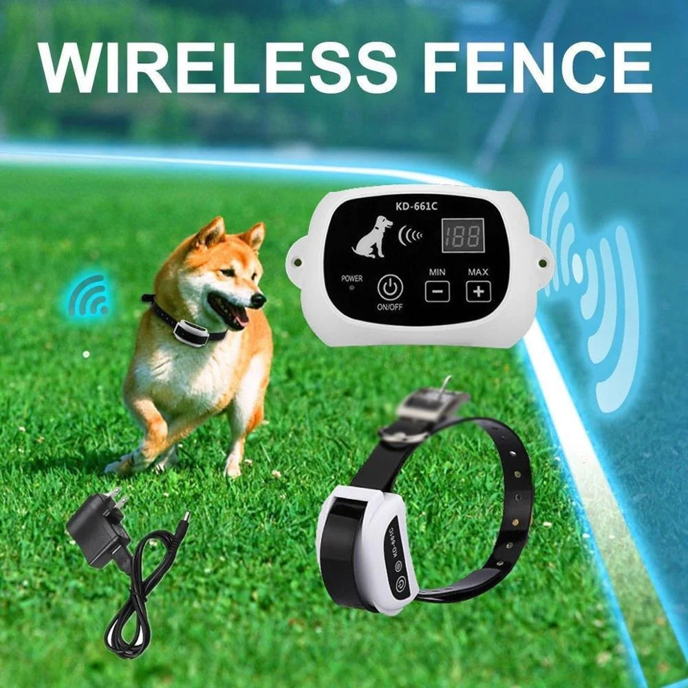 Wireless Electronic Pet Fence System with adjustable boundary and waterproof collar